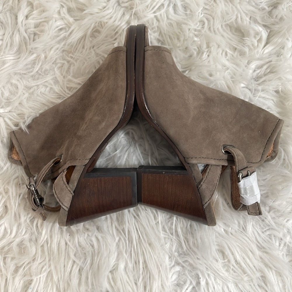 FRYE Dani Shield Sling Peep-Toe Ankle Boot Dark Taupe Booties Leather Size 6 NEW - Picture 9 of 16